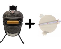 Compleet - Own Grill 13 inch kamado barbecue V1 zwart met heatdeflector