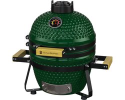 KitchenBrothers Kamado BBQ - BPA en PFAS Vrij - 13 Inch Houtskool Barbecue - 27⌀ cm - Deluxe Set - Egg BBQ met Accessoires inclusief Hoes - Groen
