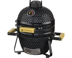 KitchenBrothers Kamado BBQ - PFAS Vrij - 13 Inch Houtskool Barbecue - 27⌀ cm - Deluxe Set - Egg BBQ met Accessoires inclusief Hoes - Zwart
