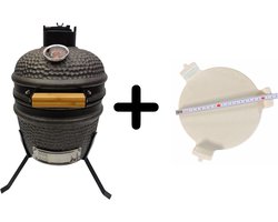 Mini kamado zwart v1 incl heat deflector - 13 inch.