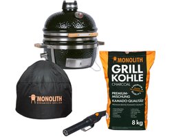 Monolith Icon Starterset – Kamado Barbecue 33 cm – Inclusief Beschermhoes, Mono-Lighter & Houtskool – Compacte Houtskool BBQ