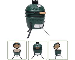 The Living Store Kamado barbecue 56 cm keramiek groen - Keramische Bbq - Kamado Grill - Buitengrill - Houtskoollogo - Groene Bbq