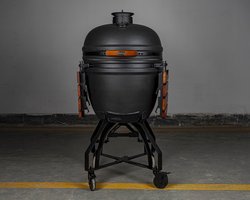XL Kamado BBQ 23.5", Grill Bill Pro III - Supercompleet - Houtskoolmand - Multilevel System met gietijzeren en RVS roosters - Aslade - Grate Organizer - Onderstel met Extra Grote Wielen - Handlebar
