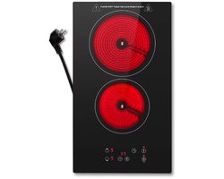 2-Pits Glaskeramische Kookplaat – 3000W – Touch Control – Timer – Inbouw & Vrijstaand – Zwart