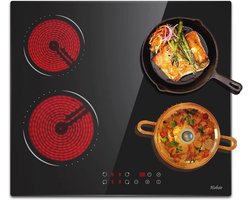 4-Zone Keramische Kookplaat met Touch Control en Timer - 60 cm, 6000W, 9 Vermogensniveaus