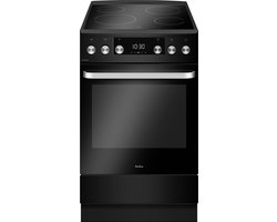 Amica ACV605RN Keramisch Fornuis met aangesloten 2 Fasekabel - Airfry - 50 cm Breed - Matzwart