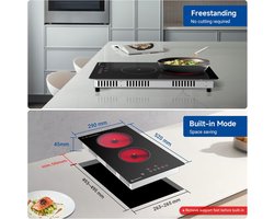 AMZCHEF T-32C82 - Inbouw Keramische Kookplaat - 1 Fase (Normale Stekker) - 2 Kookzones - Touchbediening