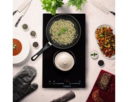 AREBOS Glaskeramische kookplaat Zelfvoorzienende kookplaat 2 platen 3200 W Zwart