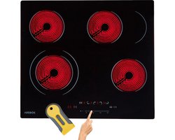 AREBOS kookplaat van glaskeramiek autarkische kookplaat 4 kookzones 59cm 6600W