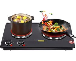 Dubbele Elektrische Kookplaat 2500W - Draagbare Infrarood Kookplaat met 6 Warmtestanden