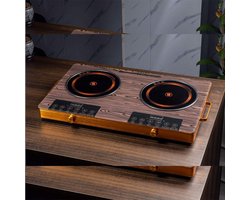 Dubbele Keramische Infrarood Kookplaat 3500W – Elektrische 2-Pits Kookplaat met Touch- & Drukknopbediening – Glaskeramisch Oppervlak – Geschikt voor Alle Pannen – Noorafshan (NA)