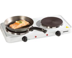 Dubbele Kookplaat 2500W met Gietijzeren Platen en Individuele Temperatuurregeling