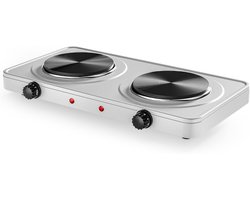 Dubbele Kookplaat - Elektrisch Kooktoestel - Flexibel Koken - Thermostaat en Beveiliging - 2000 Watt - Wit