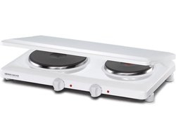 Dubbele kookplaat met gietijzeren platen en beschermkap