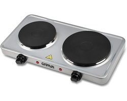 Elektrisch Dubbel Kooktoestel met Gietijzeren Platen - Draagbaar Kamperen en Keuken