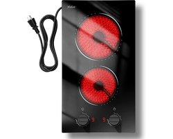 Elektrische Kookplaat 2 Pitten - 12 Inch Inbouw & Vrijstaand - Roodgloeiend Kookoppervlak