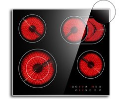 Elektrische Kookplaat 4 Pits - Elektrische Kookplaat 4 Branders - Keramische Kookplaat met Knoppen - Zwart
