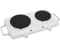 GTB® Elektrische Kookplaat 4 Pits - Elektrische Fornuis - Elektrische Kookplaat Vrijstaand - 4 Kookzones - Kinderslot - Wit - 50cm x 33cm x 10cm