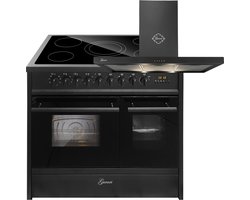 GURARI Elektrisch fornuis GCH E 912 DF BL Keramische kookplaat 90 cm+GCH F 461 BL 9 Afzuigkap 90 cm