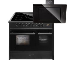 GURARI Elektrisch fornuis GCH E 912 DF BL Keramische kookplaat 90 cm+GCH S 155 BL 90 Prime Afzuigkap 90 cm