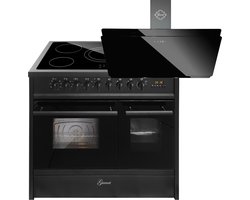 GURARI Elektrisch fornuis GCH E 912 DF BL Keramische kookplaat 90 cm+GCH S 411 90 BL PRIME N, Afzuigkap 90 cm
