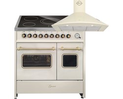 GURARI Elektrisch fornuis GCH E 912 DF Cr r Keramische kookplaat 90 cm+GCH C 046 BG 9 Afzuigkap 90cm