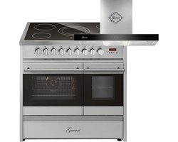 GURARI - Elektrisch fornuis - GCH E 912 DF X - Keramische kookplaat - 90 cm - GCH 462 IS 9 Prime - Afzuigkap - set - fornuis kookplaat afzuigkap