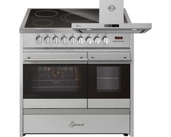 GURARI Elektrisch fornuis GCH E 912 DF X Keramische kookplaat 90 cm+CH 5001 Afzuigkap 90 cm