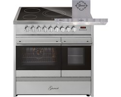 GURARI Elektrisch fornuis GCH E 912 DF X Keramische kookplaat 90 cm+GCH F 461 IS 90 roestvrijstalen Afzuigkap 90 cm