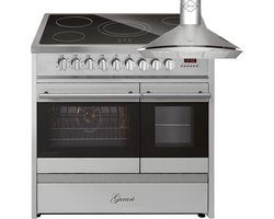 GURARI Elektrisch fornuis GCH E 912 DF X Keramische kookplaat 90 cm+GCH С 046 IS 9 Afzuigkap 90 cm