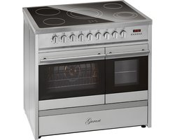 GURARI Elektrisch fornuis GCH E 912 DF X Keramische kookplaat van glas 90 cm Roestvrijstalen Range Cooker Dubbele elektrische oven