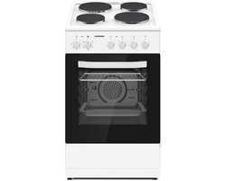 Heinner Vrijstaand Elektrisch Fornuis – 4 Kookzones – 50 cm – Elektrische Oven met Grillfunctie – Ventilatie – Energieklasse A – 5 Jaar Garantie – Wit
