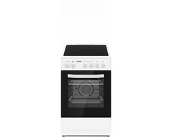 Heinner Vrijstaand Elektrisch Fornuis 50 cm – 4 Kookzones – Keramische Kookplaat – Elektrische Oven met Grill & Ventilatie – Energieklasse A – Wit – 5 Jaar Garantie