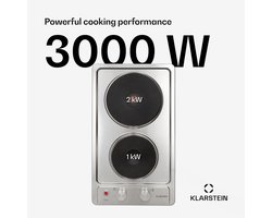 Inbouw Domino Kookplaat Elektrisch met 2 Zones en Draaiknoppen, RVS