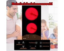 Inbouw Keramische Kookplaat 2 Pitten 3200W met Sensor Touch en RVS Frame