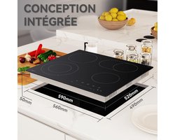 Inbouw Keramische Kookplaat 59 cm met 4 Zones en 15 Warmtestanden