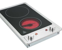 Inbouwkookplaat Domino Keramisch 2 Pitten 30cm Breed Restwarmte-indicator