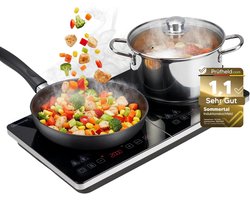 Inductiekookplaat 2-pits - Draagbare kookplaat - Snel koken - Super slank design - 3500 W - Zwart