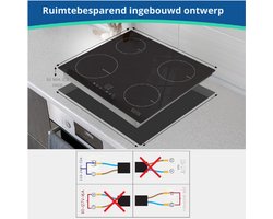 Inductiekookplaat 4-Pits-6400 W-Elektrische Hobs-Domino Inbouw-60 cm-Zwarte Inductieplaat Met Touch-Bescherming Voor Kinderen-220 V-240 V-Glas