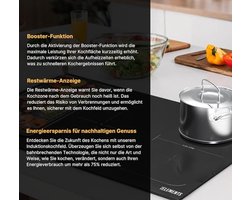 Inductiekookplaat - Kookplaat 4 zones - Veilig koken - Dubbele flexzone - 60 cm - Zwart