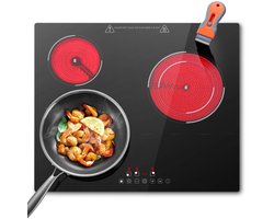 ITRONIQ Elektrische Kookplaat Inbouw 60 CM - Keramische Kookplaat Met Touchbediening en Timer - 4 Zones - Led Display - Zwart