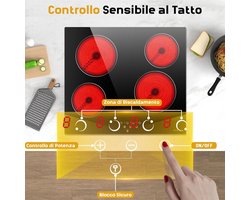 Keramische Inbouwkookplaat 60 cm met 4 Zones en Pyramide Design