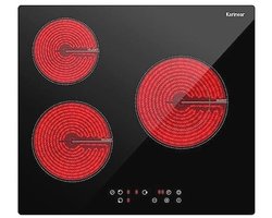 Keramische kookplaat 3 platen 5200 W met kinderbeveiliging, timer en touch-bediening
