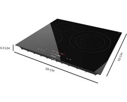 Keramische Kookplaat 3-Zones - Inbouw Kookplaat 5700W - 9 Standen - Touch Control - Triple Ring Zone - Restwarmte Indicator - Timer Per Zone - Kinderbeveiliging