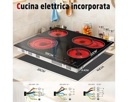Keramische kookplaat - 4 pits fornuis - Thuis koken - Kinderslot - 60cm breed - Zwart