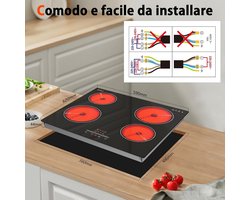 Keramische Kookplaat 60 cm met 4 Zones, Schuifbediening en Timer