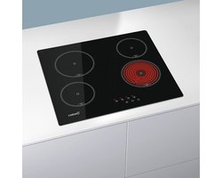 Keramische Kookplaat 60 cm Zwart - 4 Kookzones - Touch Control en Timer