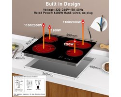 Keramische Kookplaat - Elektrische Kookplaat Fornuis - Efficiënt Koken - Dubbele Ring Zone - 60 cm - Zwart