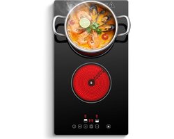 Keramische kookplaat - Inbouw kookplaat - Koken en bakken - Touch control timer - 30 cm breed - Mattes zwart