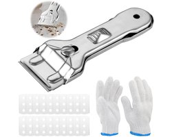 Keramische kookplaatschraper van metaal, glasschraper met 21 roestvrij stalen reservemessen, schraper keramische kookplaat, krassen voor kookplaat, oven, glaskeramiek, inductiekookplaat